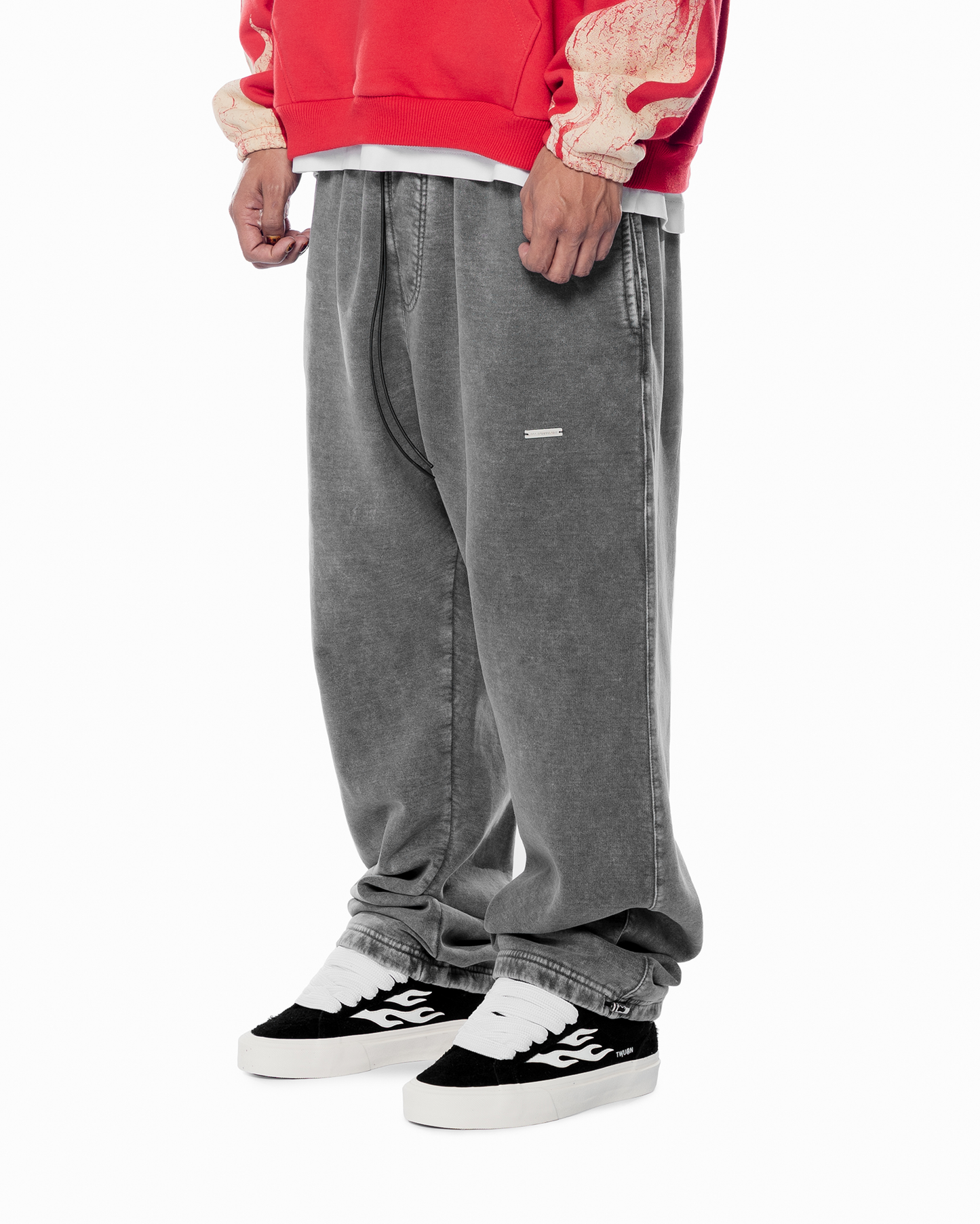 CHROME BLAACK BASIC SWEATPANTS (adjustable)