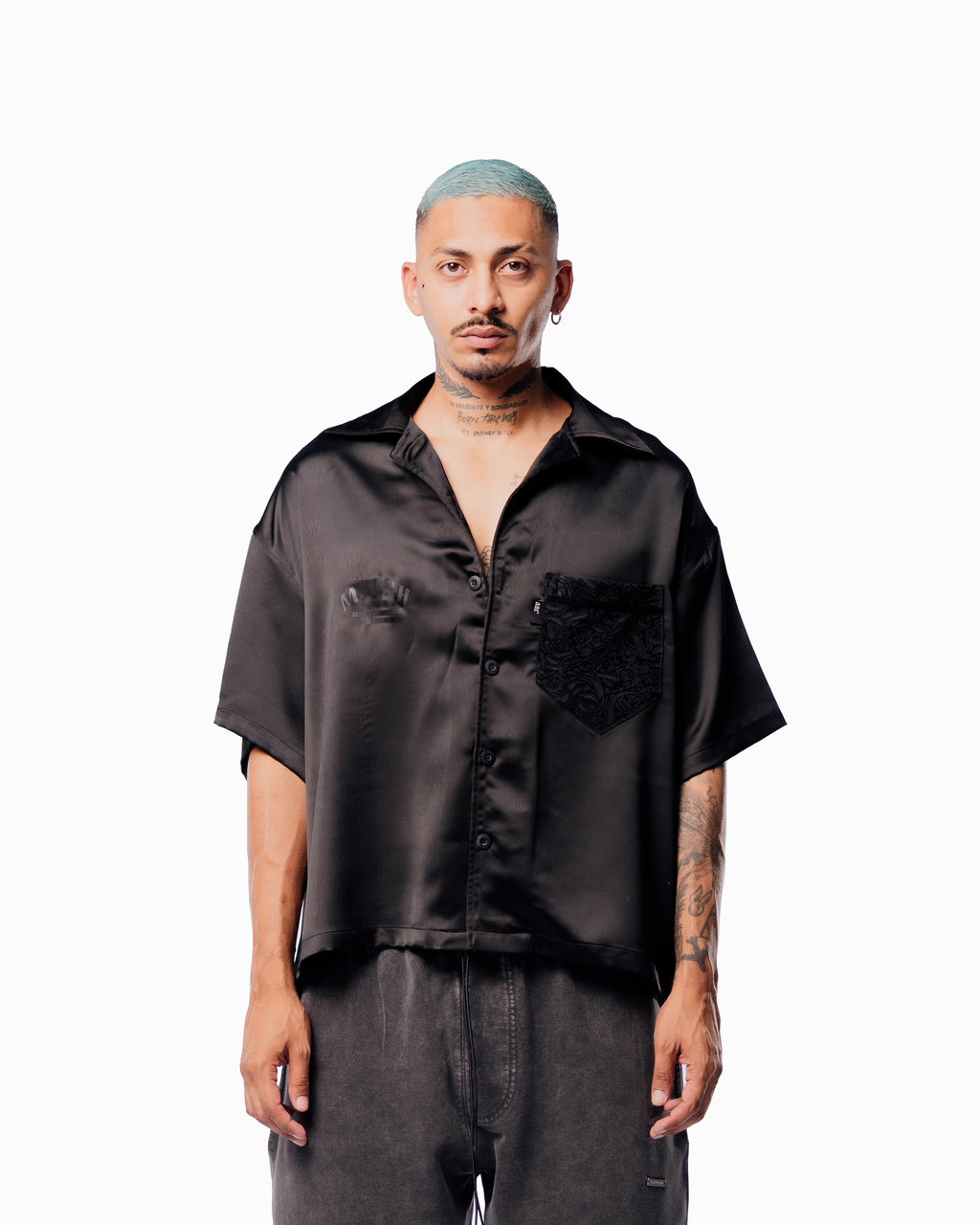 BLAACK SATIN SHIRT