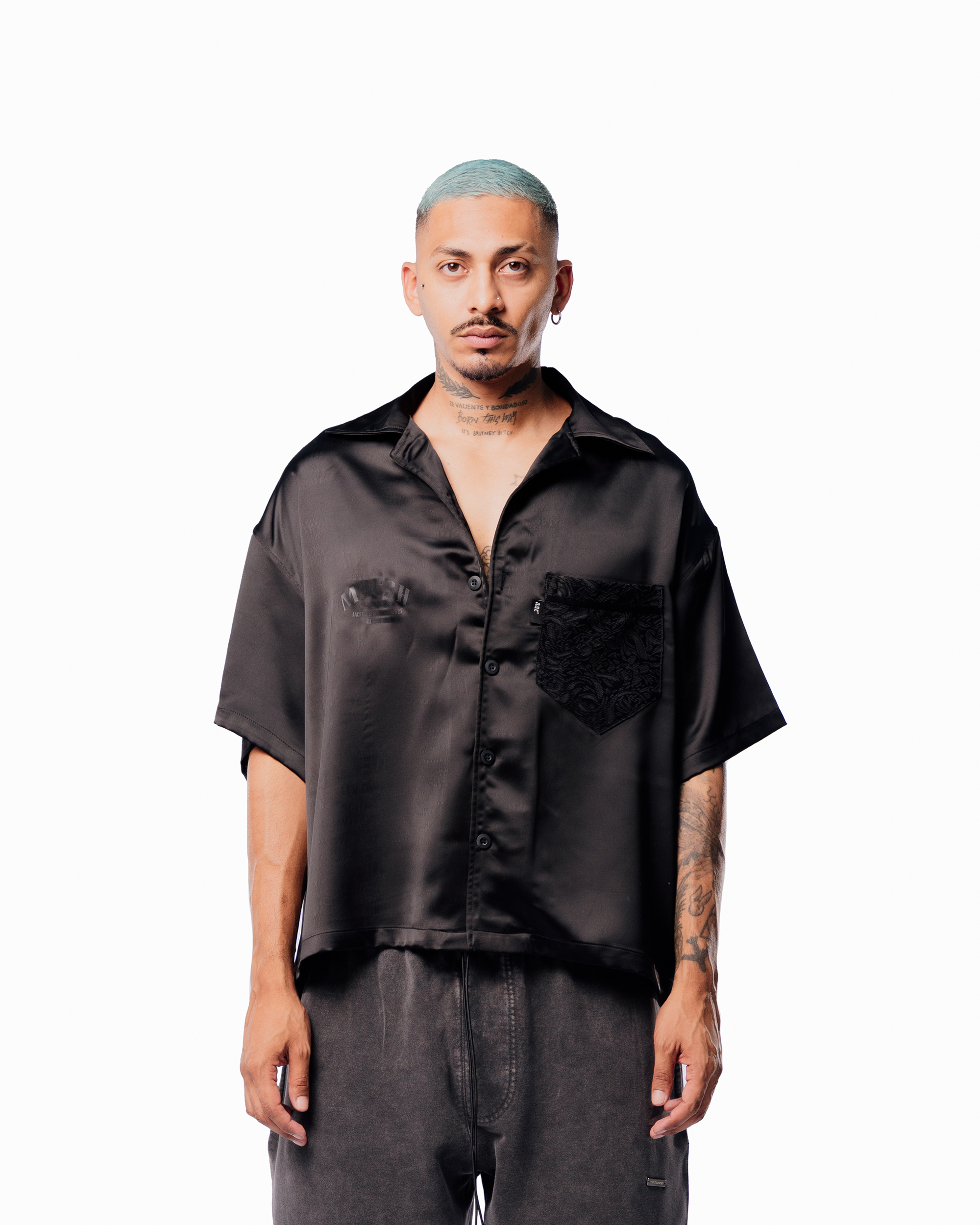 BLAACK SATIN SHIRT