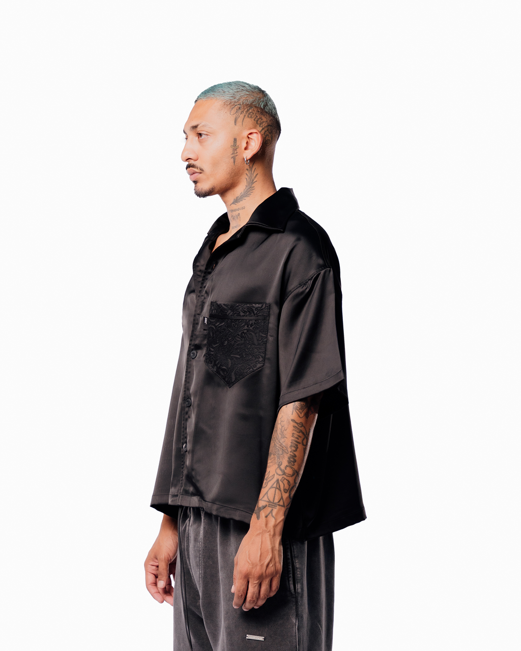 BLAACK SATIN SHIRT