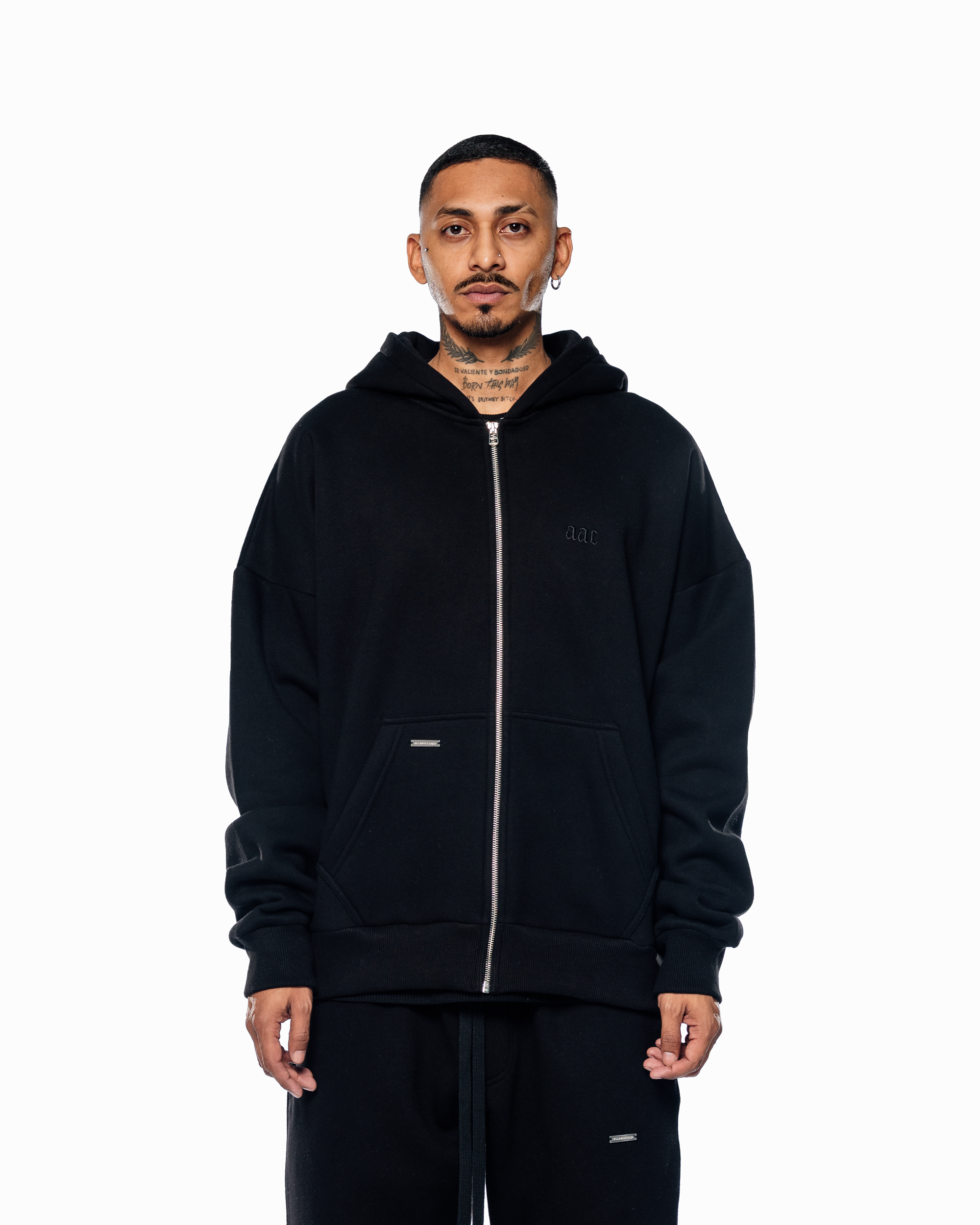 BLAACK BASIC ZIP HOODIE