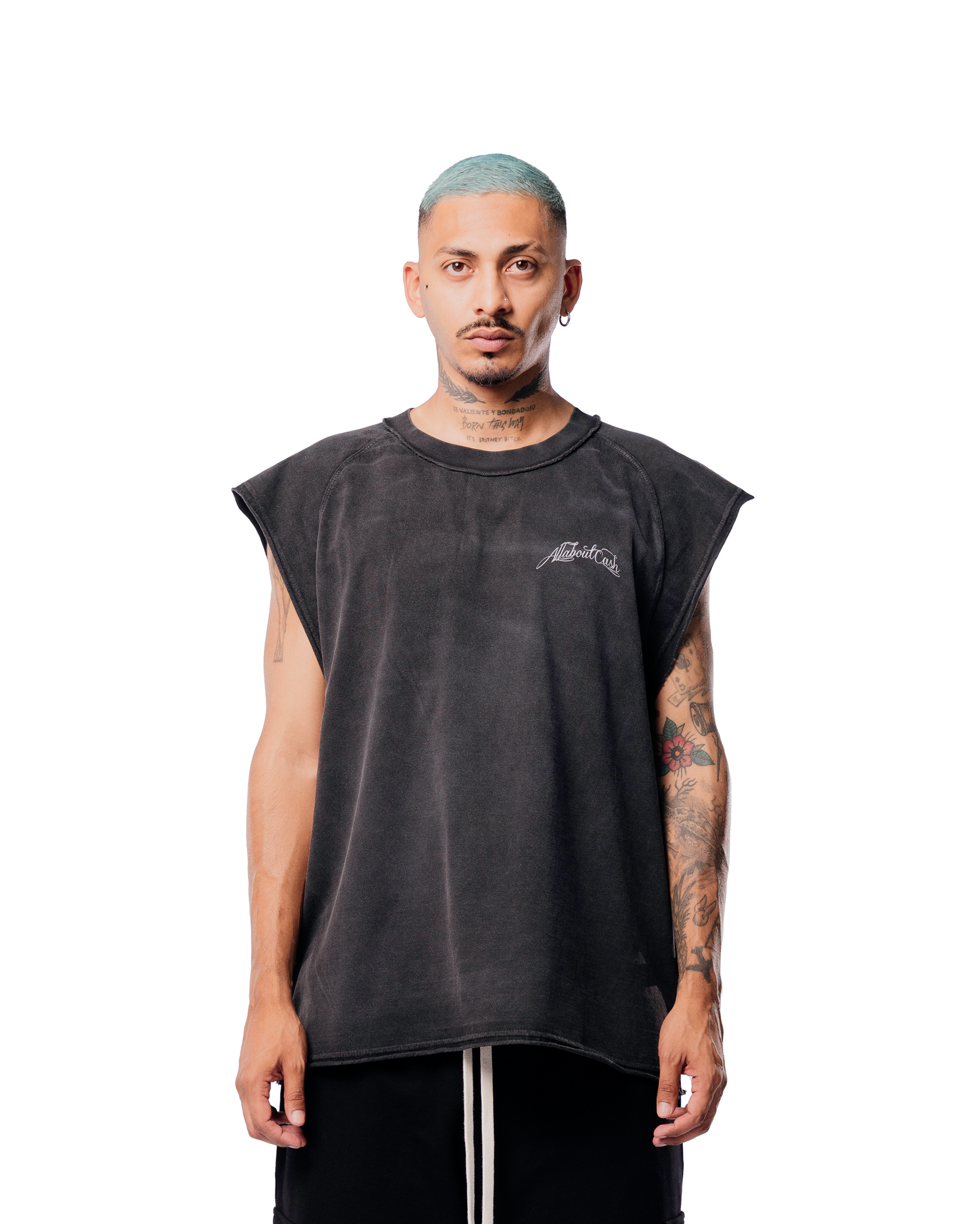 SLEEVELESS CHROME BLAACK TEE