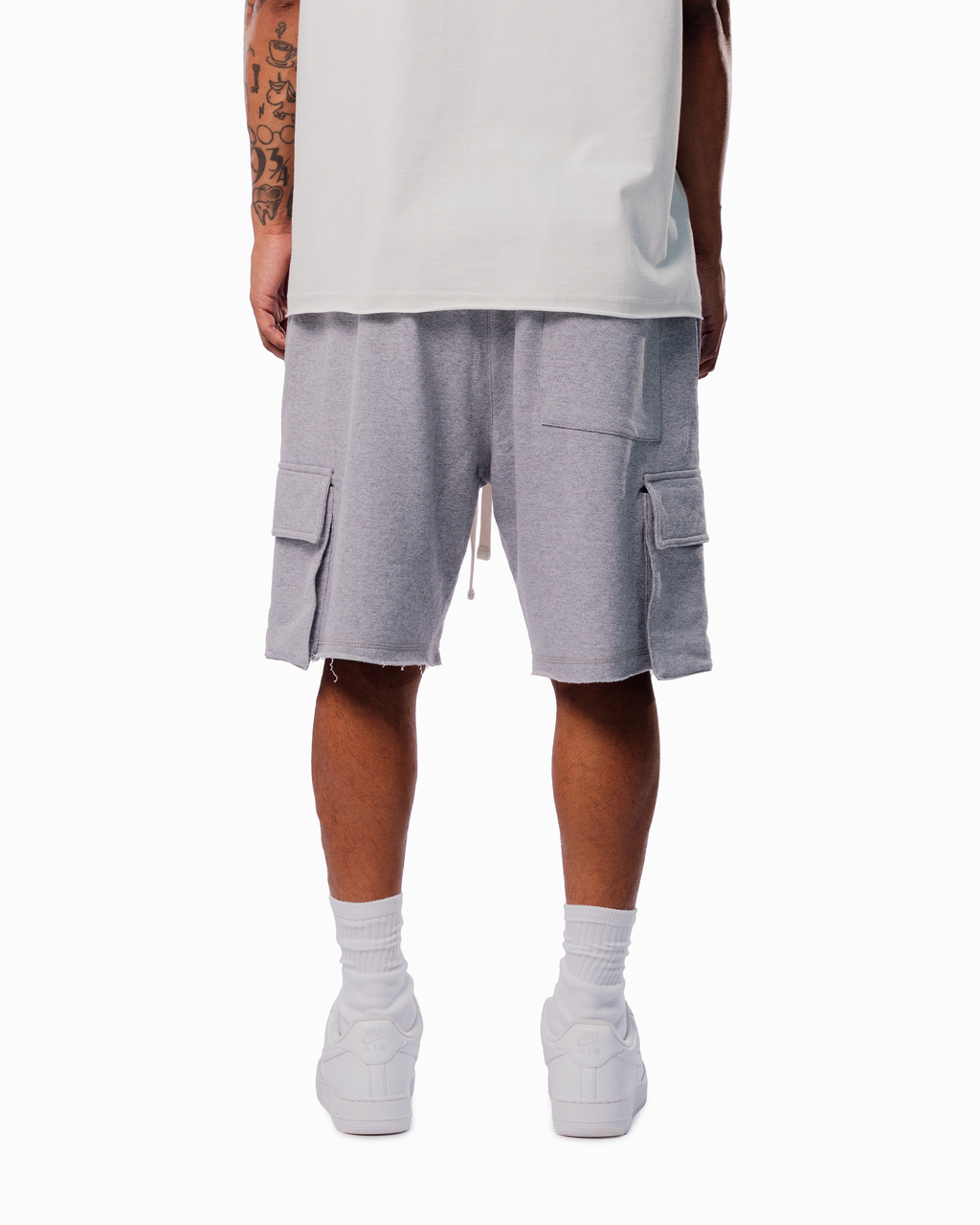 MELANGE CARGO SWEAT SHORTS
