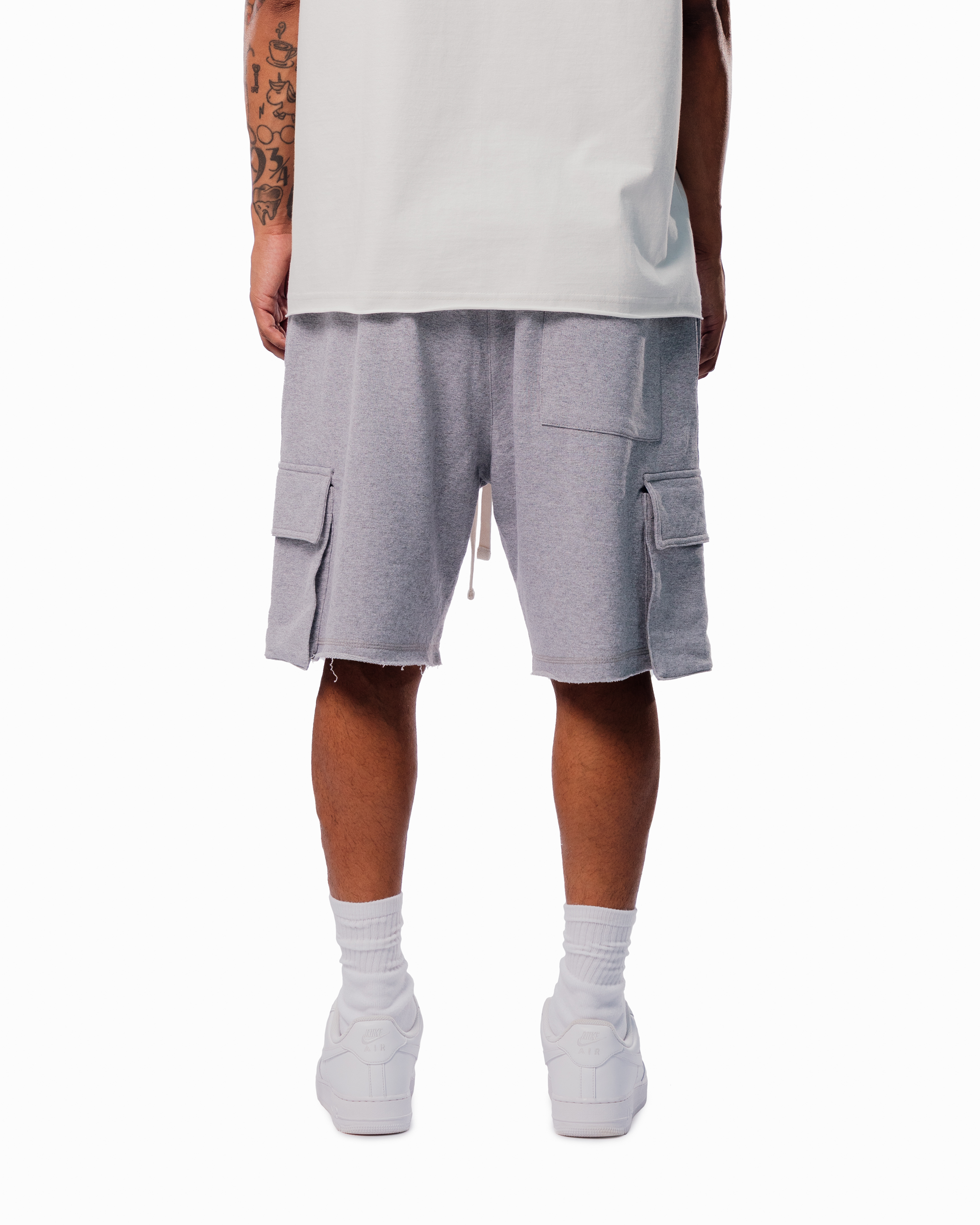 MELANGE CARGO SWEAT SHORTS