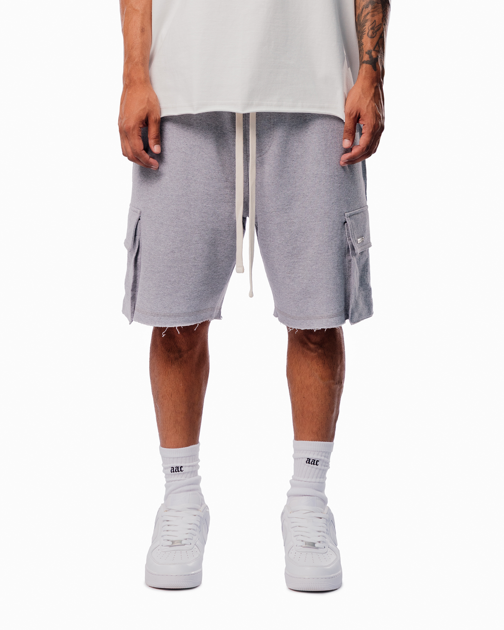 MELANGE CARGO SWEAT SHORTS