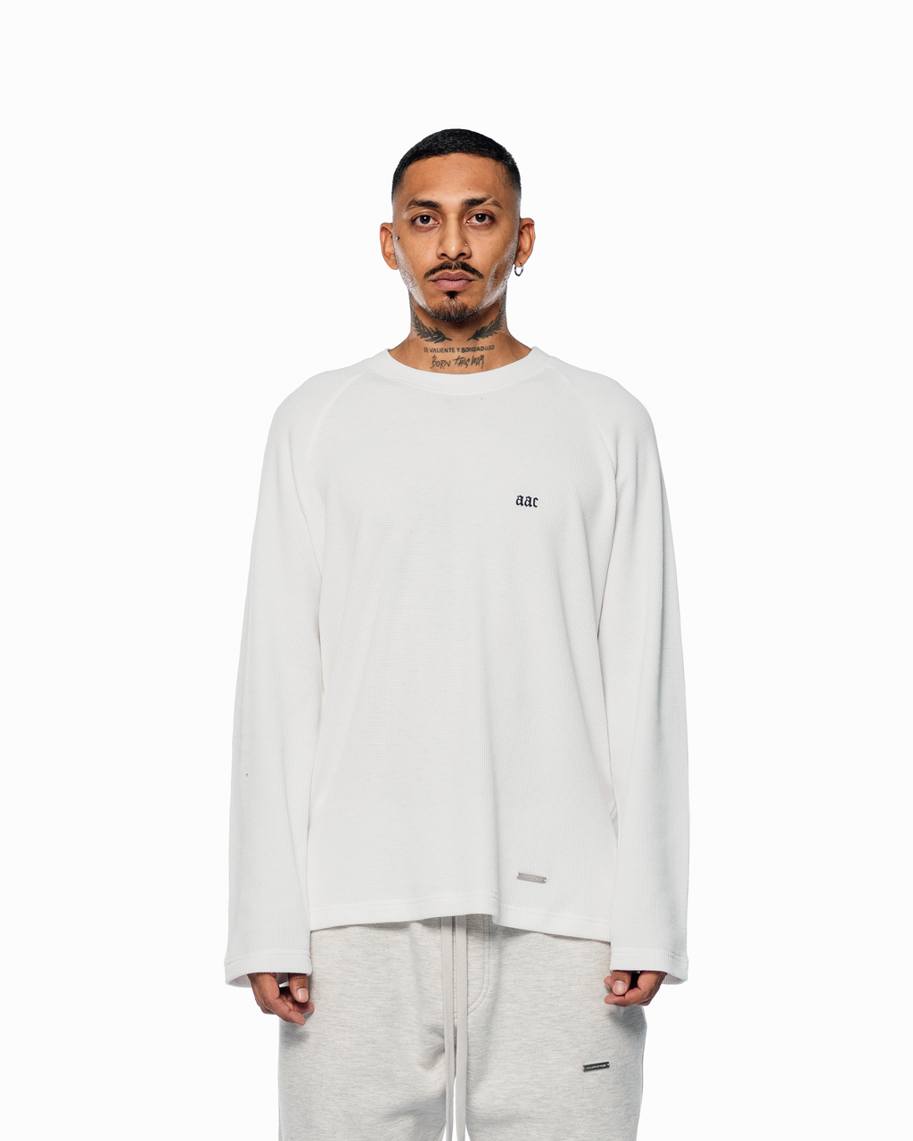 WHITE BASIC WAFFLE LONGSLEEVE