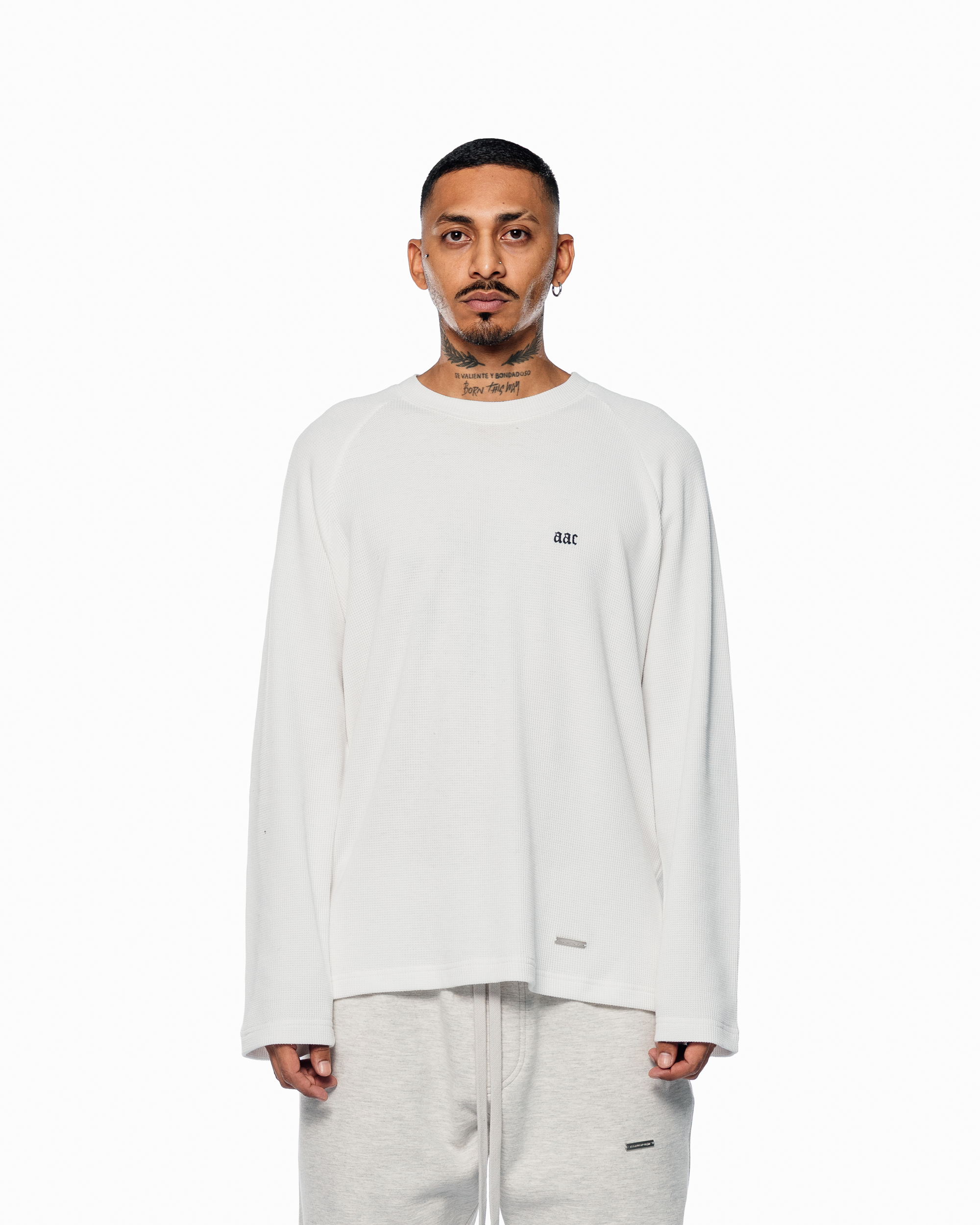 WHITE BASIC WAFFLE LONGSLEEVE