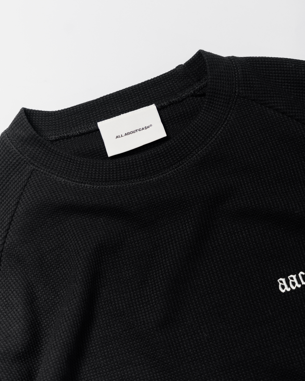 BLAACK BASIC WAFFLE LONGSLEEVE