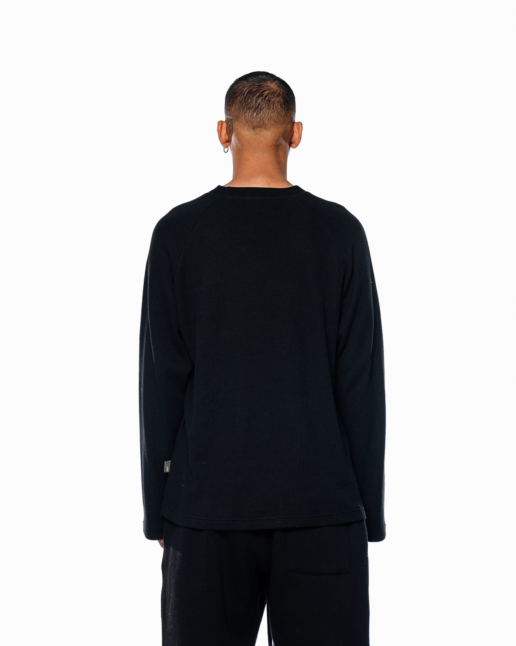 BLAACK BASIC WAFFLE LONGSLEEVE