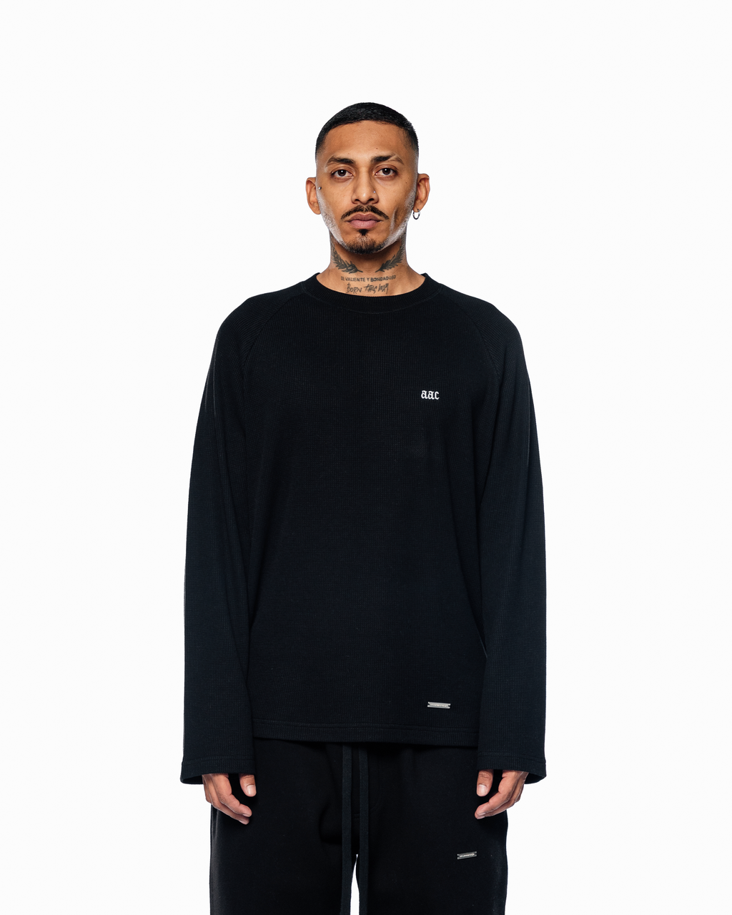 BLAACK BASIC WAFFLE LONGSLEEVE
