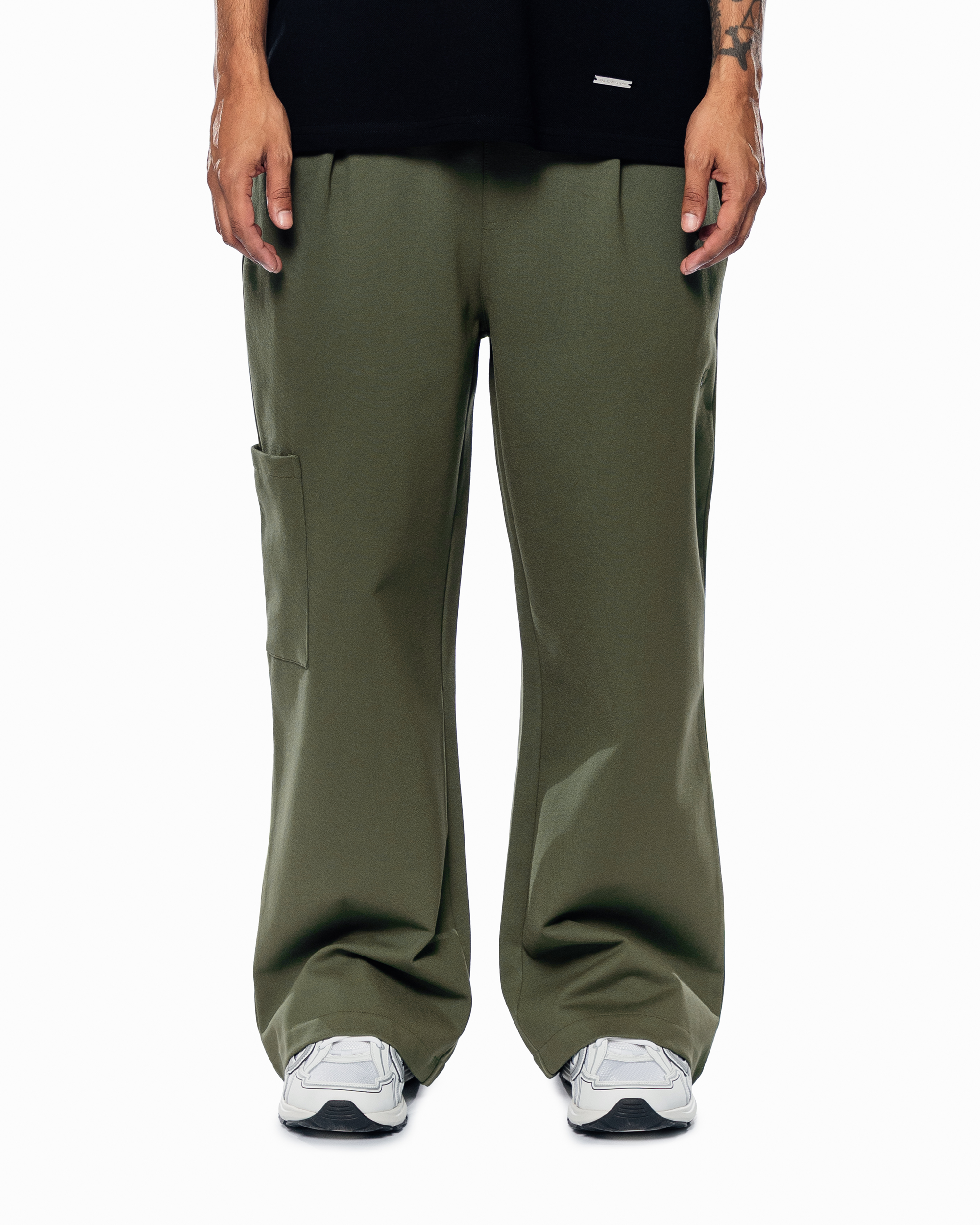 GREEN WIDE LEG TROUSERS